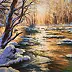 Yana Yeremenko - "MATIN DANS LA FORÊT", paysage d'hiver, dessin au pastel