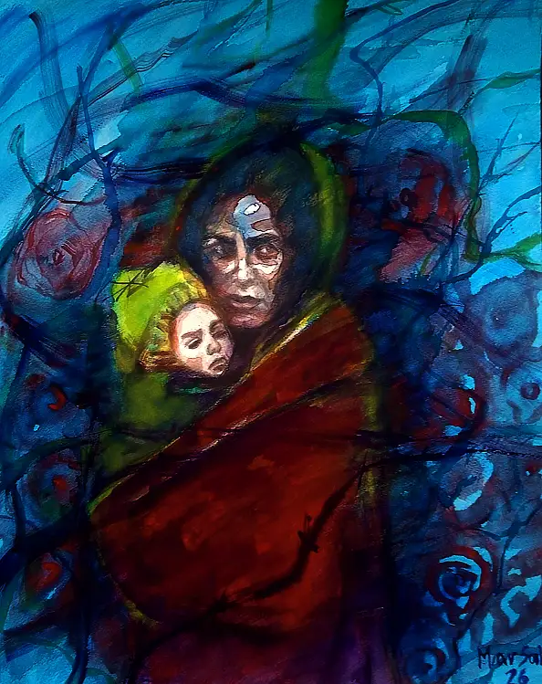 Marzena Salwowska, Madonna dei cristiani perseguitati/Madonne, Acquerelli, Inchiostro - carta, 50 x 40