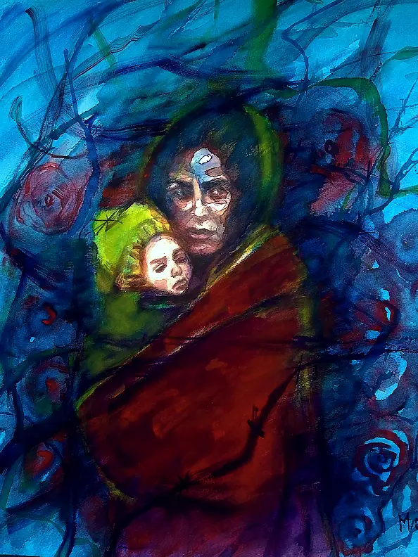 Marzena Salwowska, Madonna dei cristiani perseguitati/Madonne, Acquerelli, Inchiostro - carta, 50 x 40