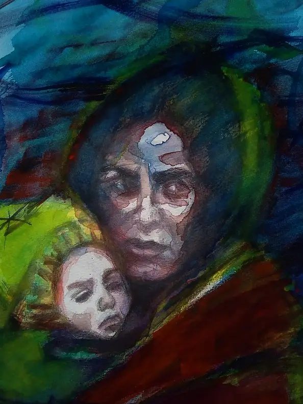 Marzena Salwowska, Madonna dei cristiani perseguitati/Madonne, Acquerelli, Inchiostro - carta, 50 x 40