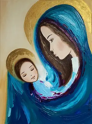 Ewa Boińska, Madonna z Dzieciątkiem, Obraz olejny - płótno, 30 x 40