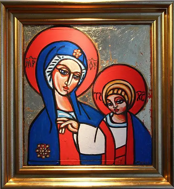 Eugeniusz Molski, Madonna of the Eastern Borderlands, Acrylic painting - canvas, 70 x 64