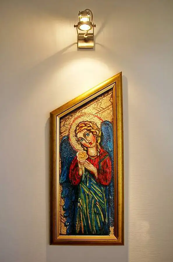 Eugeniusz Molski, Madonna with a Flower, Acrylic painting - canvas, 37 x 86
