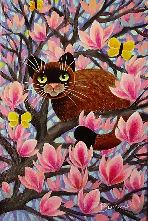 Wiesława Burnat, Magnolie, Obraz akrylowy - płótno, 24 x 30