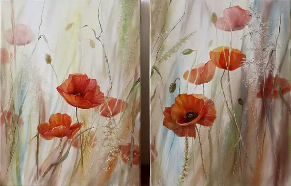 Lidia Olbrycht - Poppies Diptych