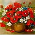 Grażyna Potocka - Maki i rumianki obraz olejny 30-40cm