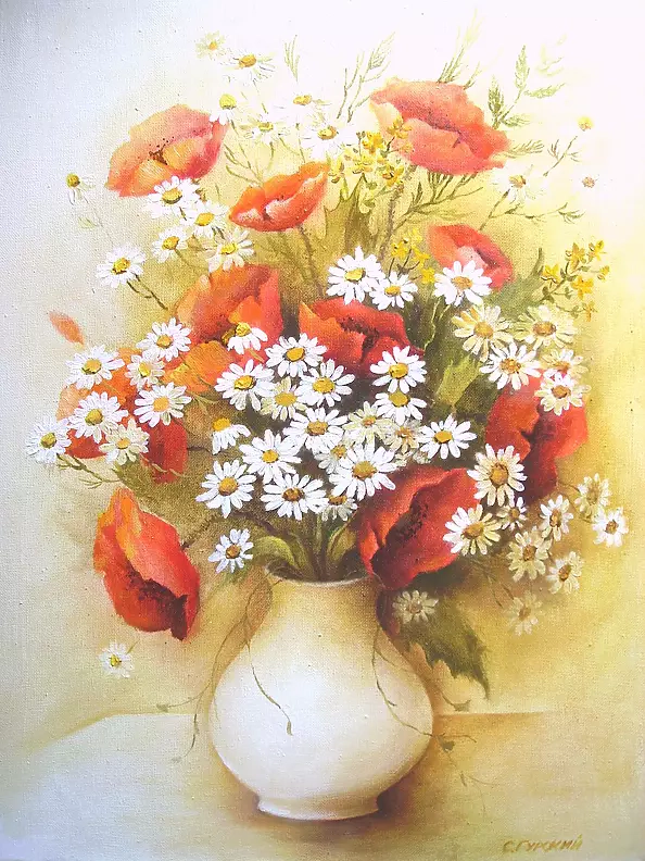Stanisław Górski - Poppies and camomile