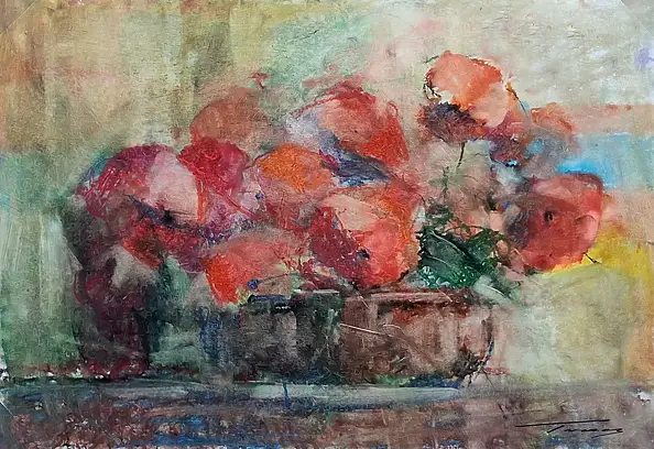 Krzysztof Tracz, Mohnblumen, Pastell - Papier, 50 x 35