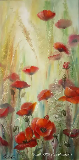 Lidia Olbrycht - Poppies - flowers in nature, meadow