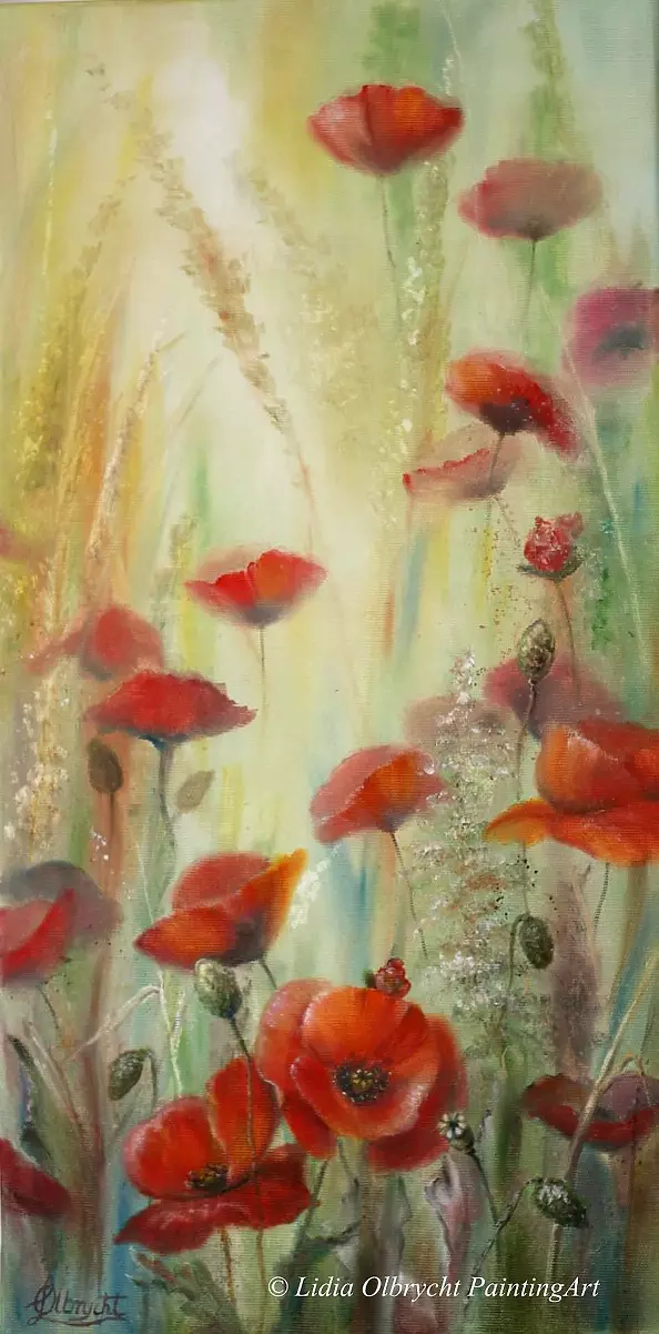 Lidia Olbrycht - Poppies - flowers in nature, meadow