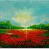 Grażyna Potocka, Dipinto ad olio raffigurante papaveri di campo, 24-30 cm, Quadro a olio - tela, 30 x 24