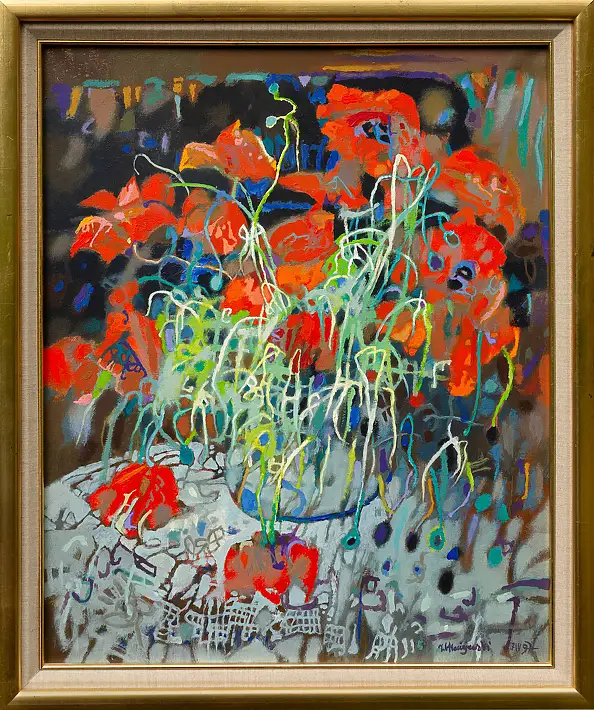 Zbysław Marek Maciejewski, Maki, rok 1997, Obraz olejny - płótno, 60 x 73