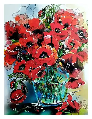 Teresa Kopańska - Poppies in a vase