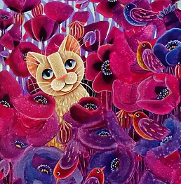 Wiesława Burnat, головокружение от мака, Акрилова картина - холст, 50 x 60
