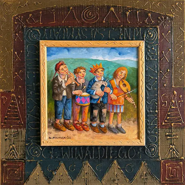 Dariusz Miliński, Mała orkiestra, Obraz olejny - płótno, 30 x 30
