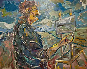 Marcin Stępniowski, A Painter in the Open Air. A Cloudy Day by the Sea, Oil painting - panel, 100 x 80
