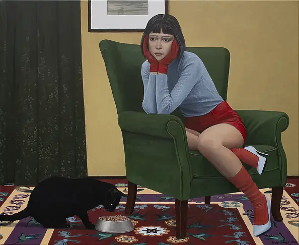 Nataliya Bagatskaya, Malując pokój, Obraz akrylowy - płótno, 90 x 110