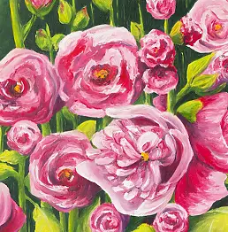 Barbara Rzychoń, Мальвы., Масляная картина - холст, 40 x 30