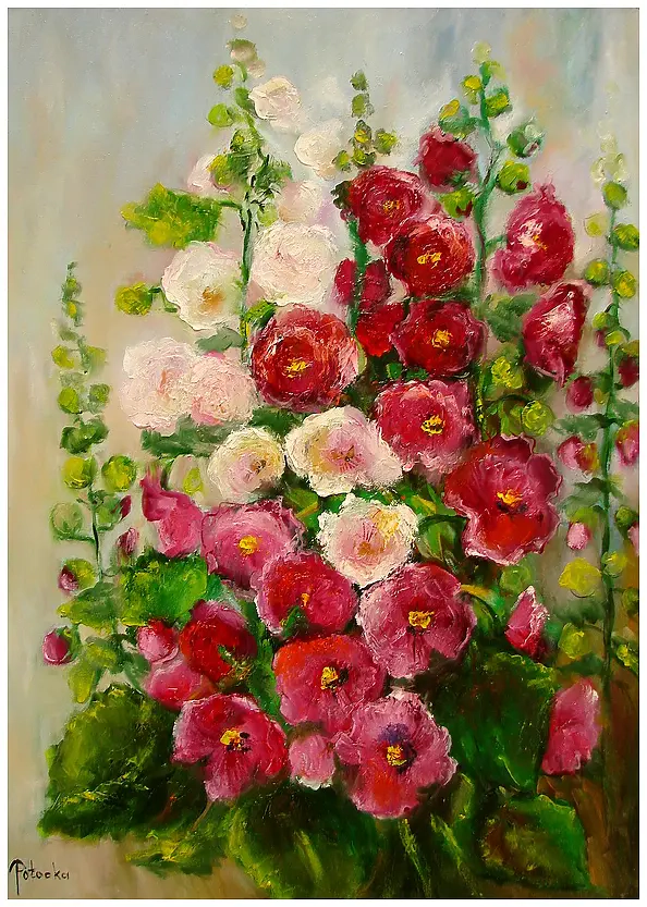 Grażyna Potocka - Malwy oil painting 50cm-70cm