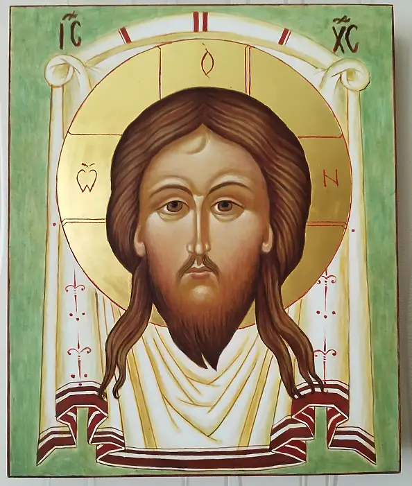 Jadwiga Kowalska, Mandylion na Chuście, Tempera - deska, 25 x 30