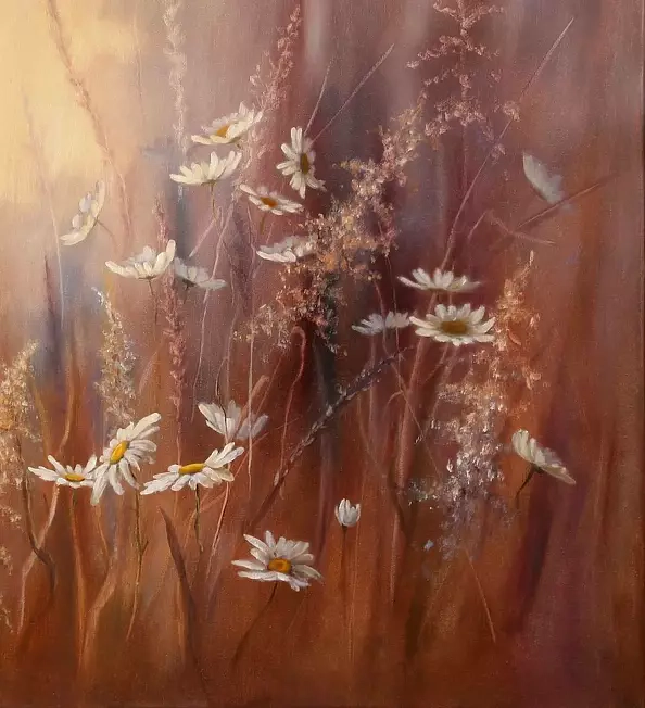 Lidia Olbrycht - Marguerites in the meadow