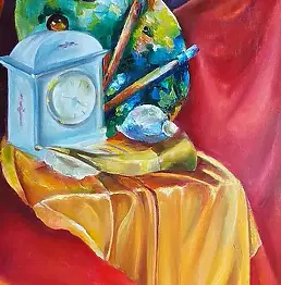 Anna Michalczak - Still Life with a clock and a palette