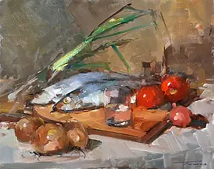Krzysztof Tracz, Stillleben, Ölbild - Leinwand, 50 x 40