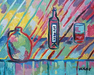 Marlena Kuc - Still life with a bottle