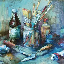 Mariusz Iljasiuk, Martwa natura z farbami - I, Obraz olejny - płótno, 50 x 40
