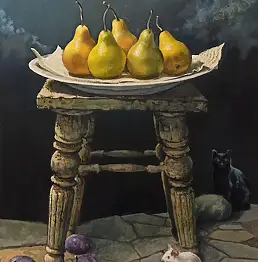 Piotr Mruk, Натюрморт с грушами, Масляная картина - холст, 40 x 50