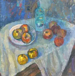 Andrzej Pitera, Натюрморт с яблоками, Масляная картина - холст, 80 x 70