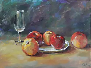   - Stillleben mit Äpfeln und einem Glas