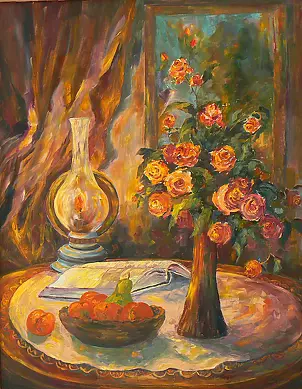 Teresa Mrugacz - Martwa natura z lampą naftową