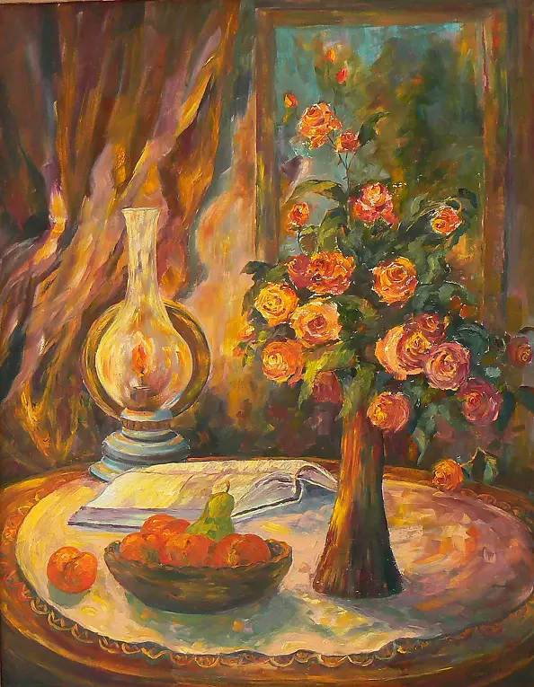 Teresa Mrugacz - Martwa natura z lampą naftową