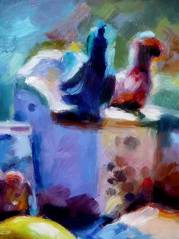 Barbara Gulbinowicz - Still life with narcissus and lemon