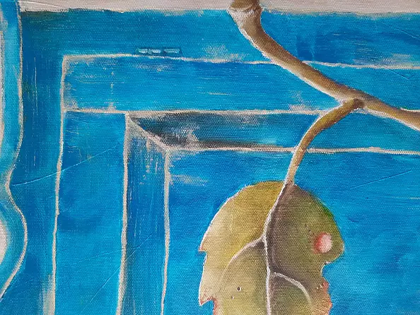 Jarosław Lubecki - Still life with a blue wardrobe in the background