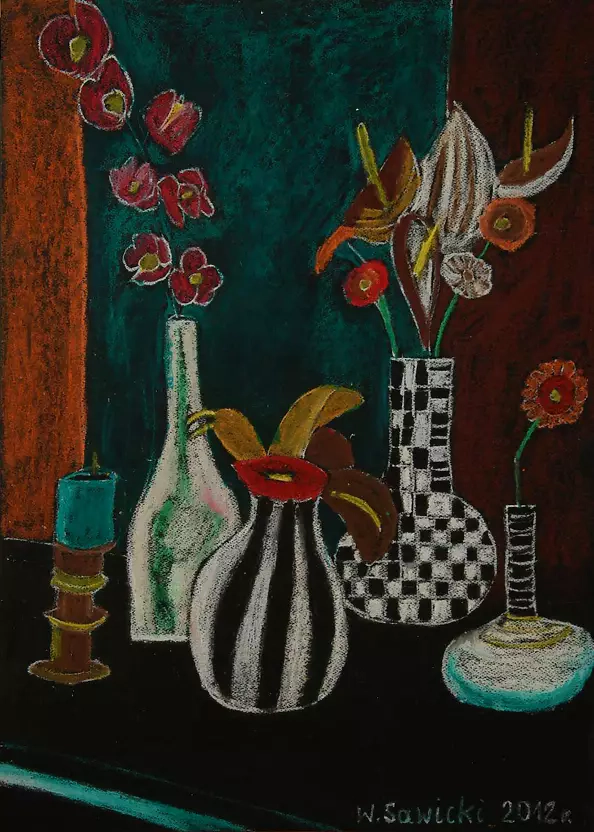 Wiesław Sawicki - Martwa natura z orchideami