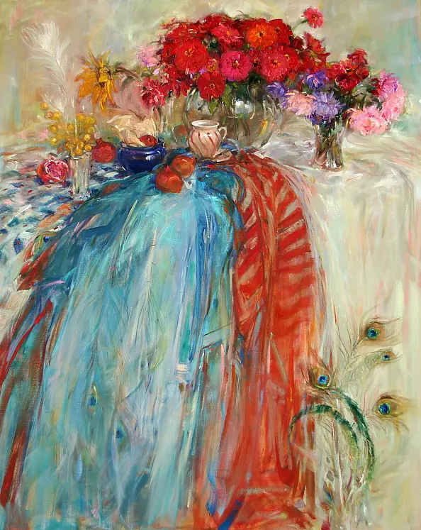 Paweł Kotowicz - Martwa natura z pawimi piórami