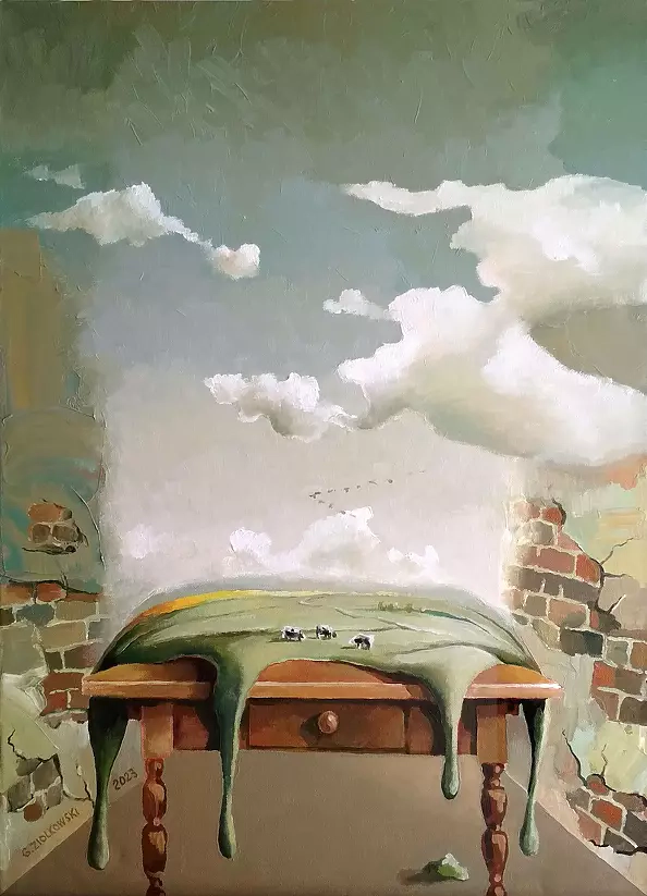 Grzegorz Ziółkowski - Still life with landscape