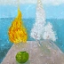 Elżbieta Goszczycka - Martwa natura z jabłkiem i płomieniem