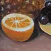 Bożena Mozolewska - Nature morte aux raisins, orange et ananas