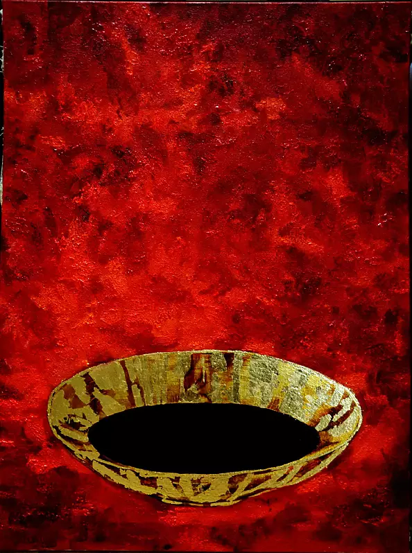 Drozdova Mariia - Martwa natura ze złotym kielichem i czarnej wody 