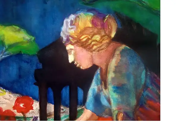Marzena Salwowska, Martyna z Rzymu w szatach męczęństwa/ Żywoty świętych, Akwarele - papier, 46 x 38