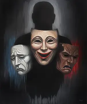 Marcin Bujas, Maski, Obraz akrylowy - płótno, 50 x 60