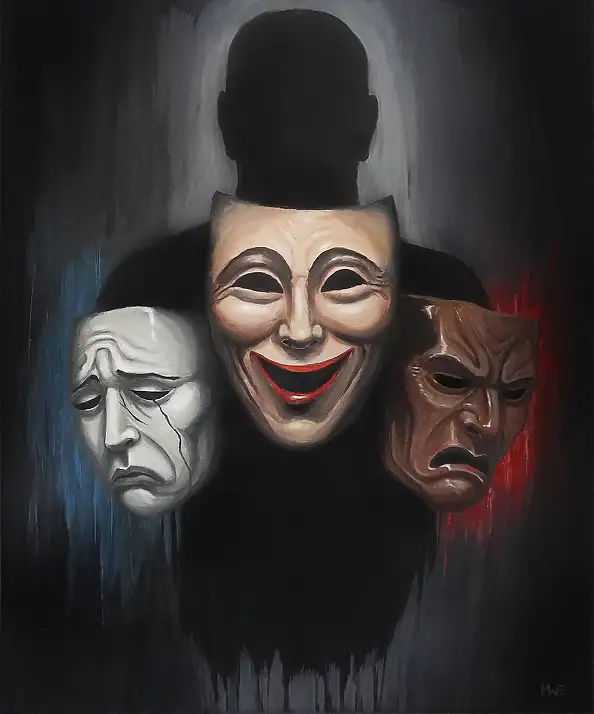 Marcin Bujas, Maski, Obraz akrylowy - płótno, 50 x 60