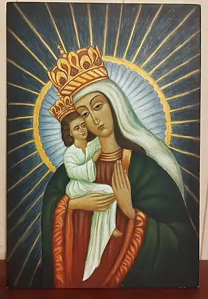 Jadwiga Kowalska, Matka Boża Kozielska, Tempera - deska, 25 x 33