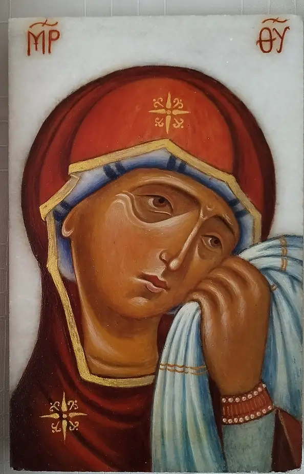 Jadwiga Kowalska, Matka Boża Lamentująca, Tempera - inne, 20 x 30