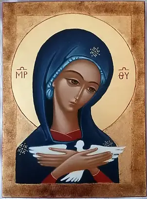 Jadwiga Kowalska, Matka Boża Pneumatofora, Tempera - deska, 20 x 25