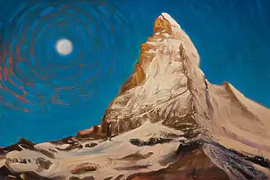 Wojciech Pater, Matterhorn i Księżyc, Obraz olejny - płyta, 60 x 40