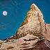 Wojciech Pater, Il Cervino e la Luna, Quadro a olio - pannello, 60 x 40